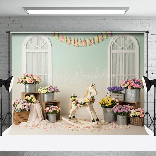 Lofaris Floral Boho Carrousel Sweet Fresh Wedding Backdrop