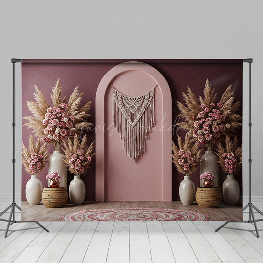Lofaris Floral Boho Dusty Pink Elegant Wedding Backdrop