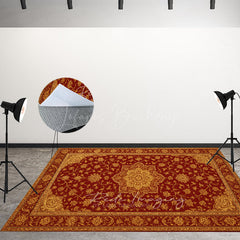 Lofaris Floral Burgundy Baroque Photo Fabric Floor Backdrop