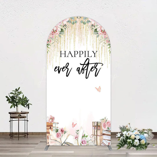 Lofaris Floral Butterfly Happily Sweet Wedding Arch Backdrop