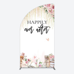 Lofaris Floral Butterfly Happily Sweet Wedding Half Moon Arch Backdrop