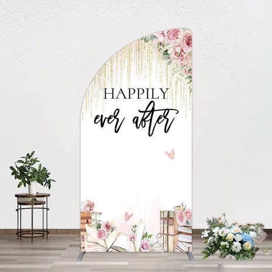 Lofaris Floral Butterfly Happily Sweet Wedding Half Moon Arch Backdrop