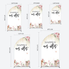 Lofaris Floral Butterfly Happily Sweet Wedding Half Moon Arch Backdrop