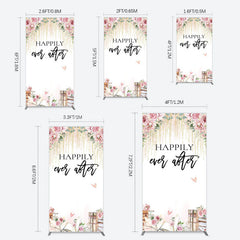 Lofaris Floral Butterfly Happily Sweet Wedding Rectangle Backdrop
