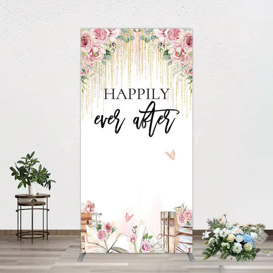 Lofaris Floral Butterfly Happily Sweet Wedding Rectangle Backdrop