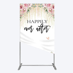 Lofaris Floral Butterfly Happily Sweet Wedding Rectangle Backdrop