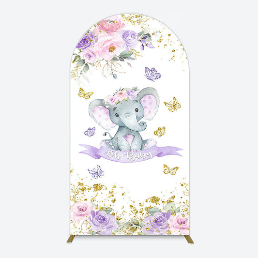 Lofaris Floral Butterfly Sweet Elephant Oh Baby Arch Backdrop