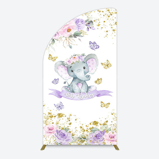 Lofaris Floral Butterfly Sweet Elephant Oh Baby Half Moon Arch Backdrop