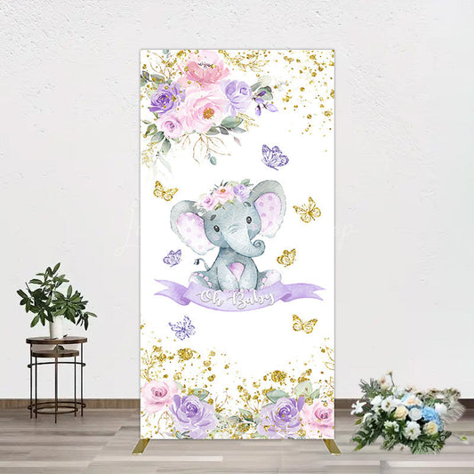 Lofaris Floral Butterfly Sweet Elephant Oh Baby Rectangle Backdrop