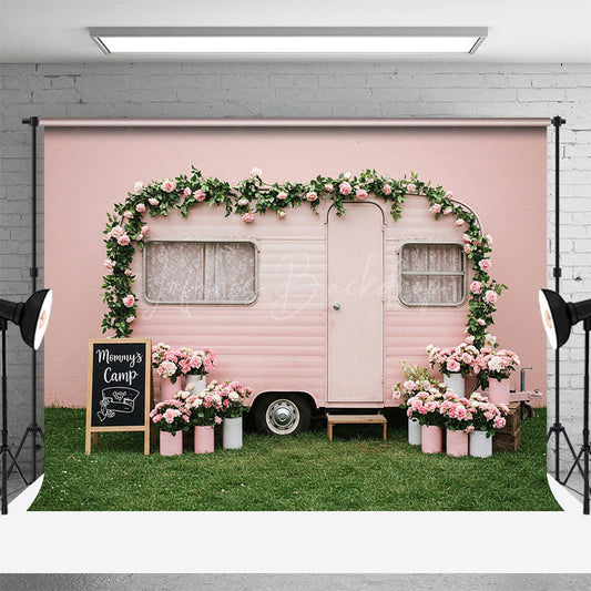 Lofaris Floral Camp Motor Home Pink Sweet Wedding Backdrop