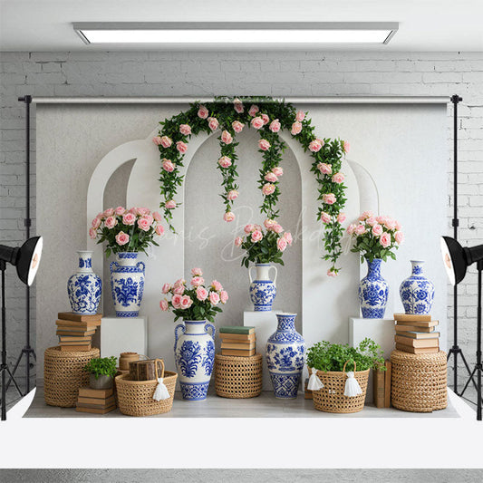 Lofaris Floral Chinese Blue And White Sweet Wedding Backdrop