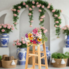Lofaris Floral Chinese Blue And White Sweet Wedding Backdrop