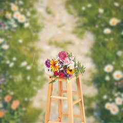 Lofaris Floral Country Road Fresh Sweet Wedding Backdrop