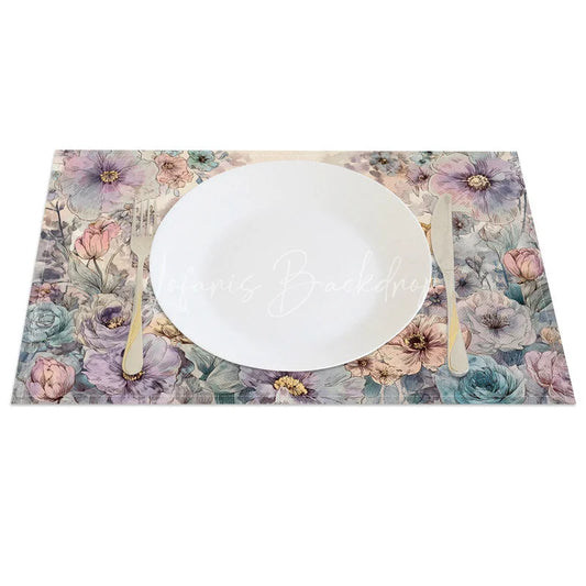Lofaris Floral Cross Easter Bunny Set of 4 Placemats Colorful Egg Rabbit Religious Table Mats for Spring