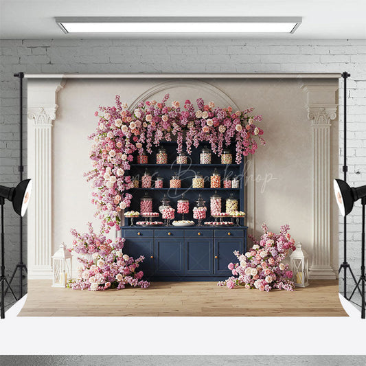 Lofaris Floral Dessert Counter Cute Elegant Wedding Backdrop