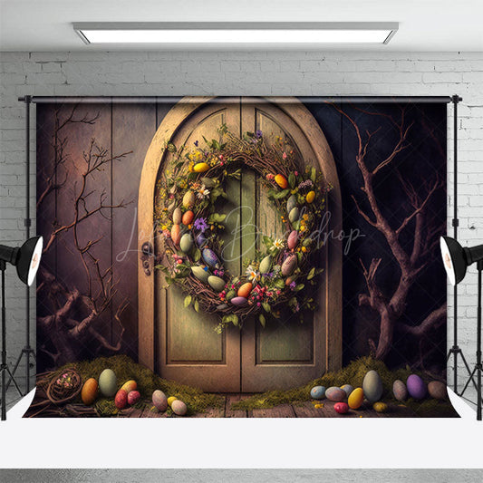 Lofaris Floral Egg Wreath Branch Door Easter Photo Backdrop