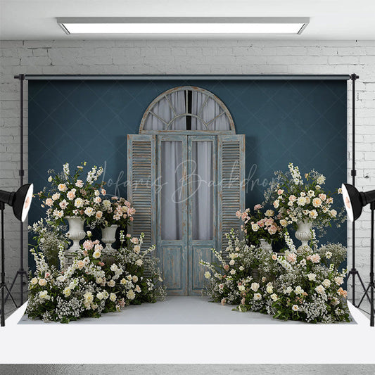 Lofaris Floral Elegant Wooden Door Curtain Wedding Backdrop