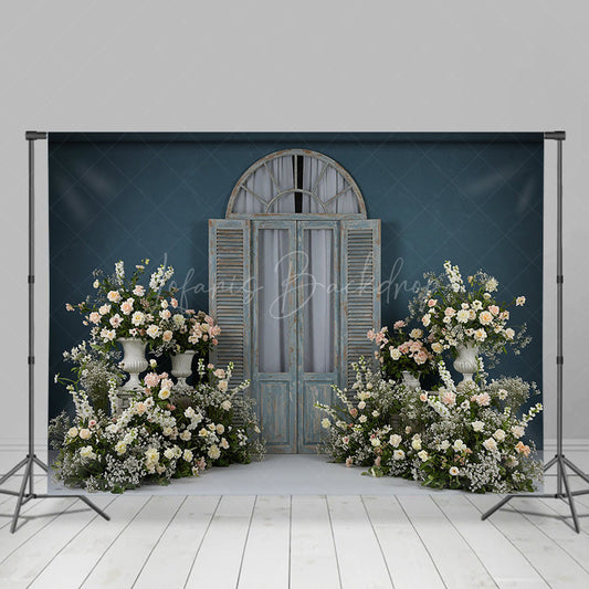 Lofaris Floral Elegant Wooden Door Curtain Wedding Backdrop