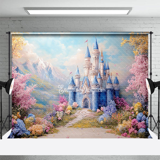 Lofaris Floral Fine Art With Cartoon Castle Wedding Backdrop