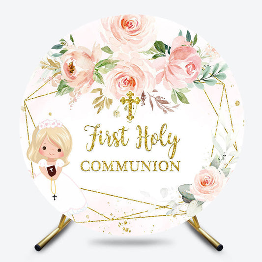 Lofaris Floral First Holy Communion Round Baptism Backdrop