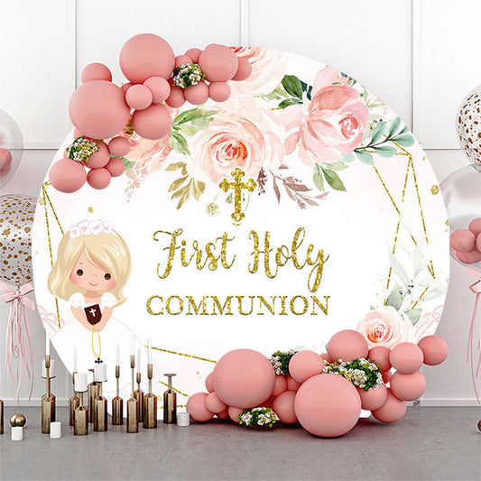 Lofaris Floral First Holy Communion Round Baptism Backdrop
