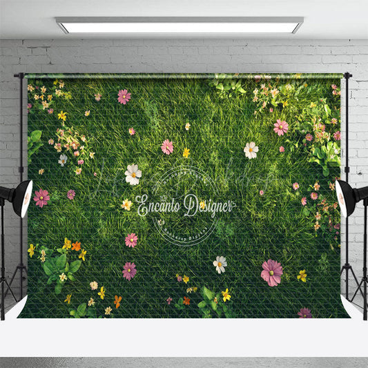 Lofaris Floral Fresh Grass Spring Green Photography Backdrop