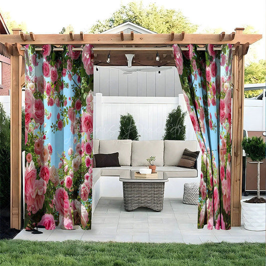 Lofaris Floral Garden Waterproof Printed Outdoor Curtains