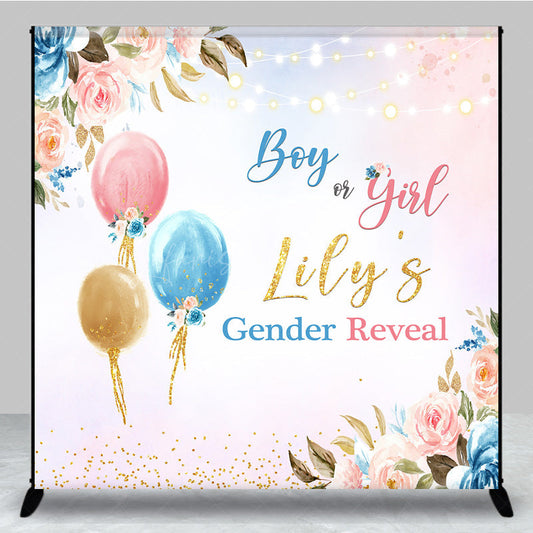 Lofaris Floral Glitter Balloon Custom Baby Shower Backdrop