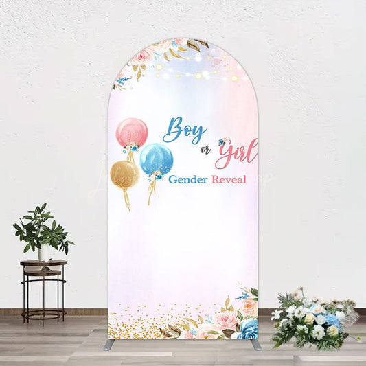 Lofaris Floral Glitter Gender Reveal Sweet Arch Backdrop