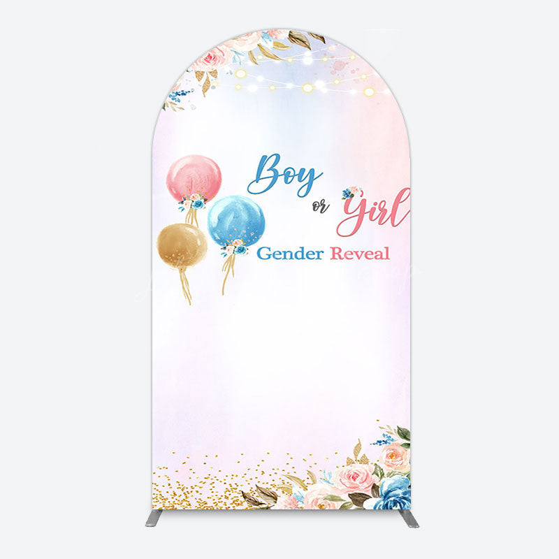 Lofaris Floral Glitter Gender Reveal Sweet Arch Backdrop