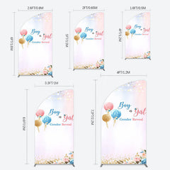 Lofaris Floral Glitter Gender Reveal Sweet Half Moon Arch Backdrop