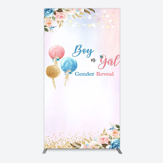 Lofaris Floral Glitter Gender Reveal Sweet Rectangle Backdrop