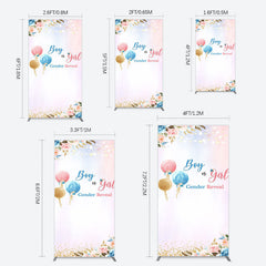 Lofaris Floral Glitter Gender Reveal Sweet Rectangle Backdrop