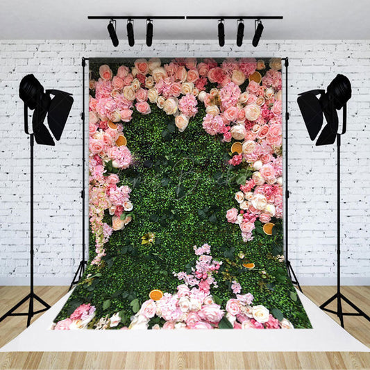 Lofaris Floral Grass Field Cute Spring Photography Backdrop