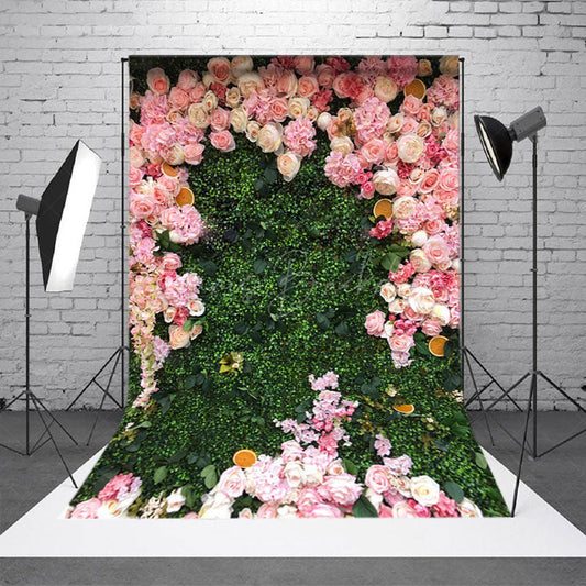 Lofaris Floral Grass Field Cute Spring Photography Backdrop