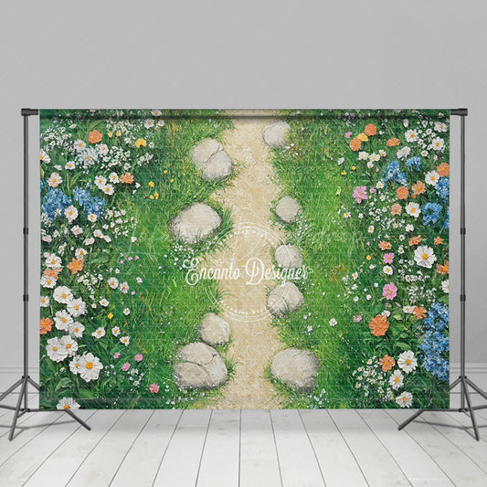 Lofaris Floral Grass Path Fresh And Sweet Wedding Backdrop