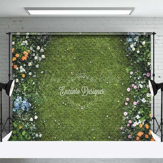 Lofaris Floral Green Grass Path Boho Sweet Wedding Backdrop
