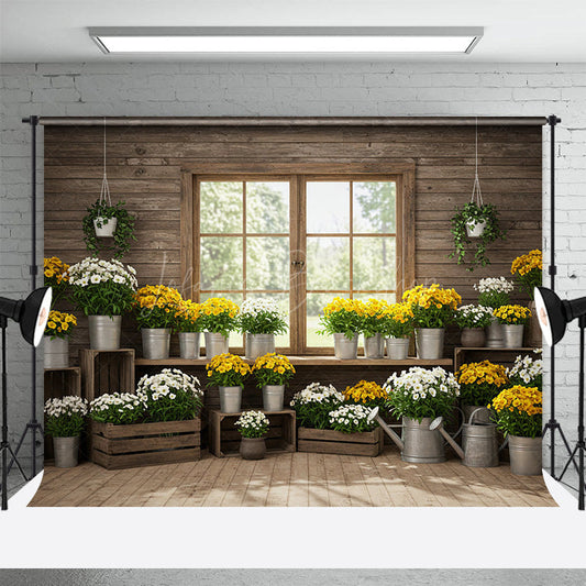 Lofaris Floral Greenhouse Bright Fresh Wood Spring Backdrop