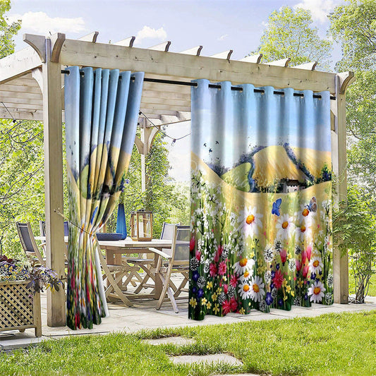 Lofaris Floral Grove Waterproof Printed Outdoor Curtains