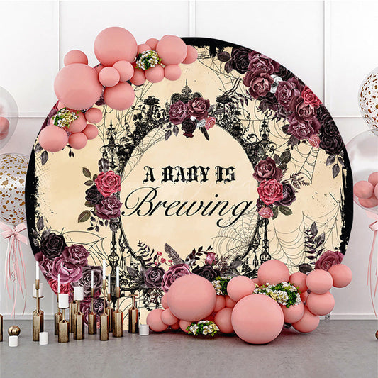 Lofaris Floral Halloween Theme Circle Baby Shower Backdrop