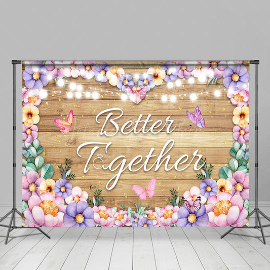 Lofaris Floral Heart Better Together Wood Wedding Backdrop