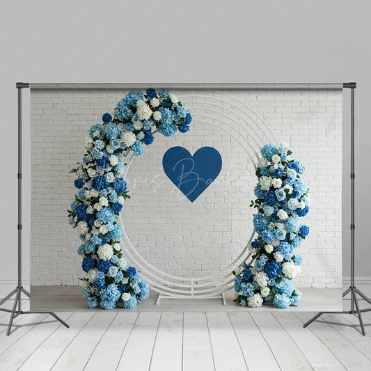 Lofaris Floral Heart Circle Set White Brick Wedding Backdrop