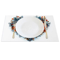 Lofaris Floral Heart Love Sign Set of 4 Placemats Blue Red Flower Valentine Decoration Romantic Text Dining Table Mat