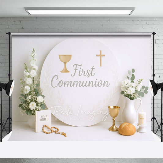 Lofaris Floral Holy Grails Communion Cake Smash Backdrop