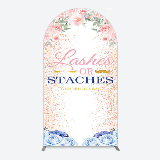 Lofaris Floral Lashes Or Staches Gender Reveal Arch Backdrop
