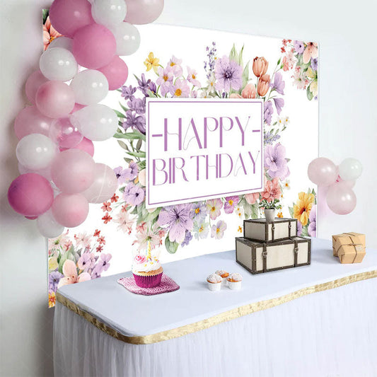 Lofaris Floral Lavender Purple Spring Vibe Birthday Backdrop