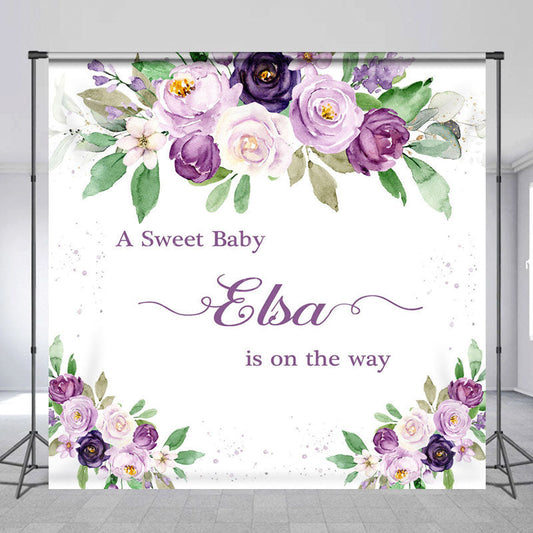 Lofaris Floral Lavender Sweet Custom Baby Shower Backdrop