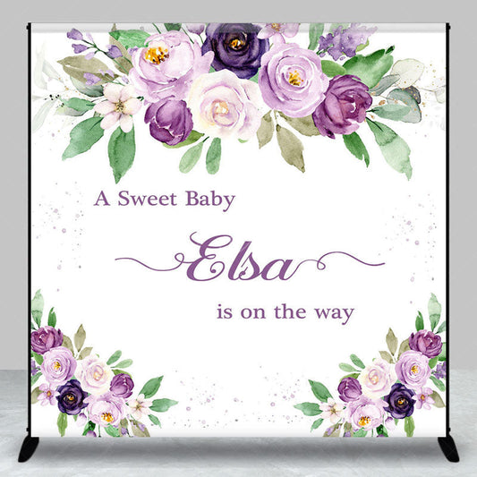 Lofaris Floral Lavender Sweet Custom Baby Shower Backdrop