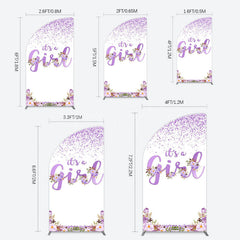 Lofaris Floral Lavender Sweet Girl Baby Shower Half Moon Arch Backdrop