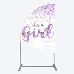 Lofaris Floral Lavender Sweet Girl Baby Shower Half Moon Arch Backdrop